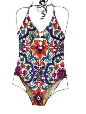 La Blanca Paradiso Lace-Up One-Piece Swimsuit Multi Bonita Floral
